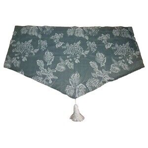 Brocade Triangle Valance Green White Floral Jacquard Tassel JC Penney 38x24